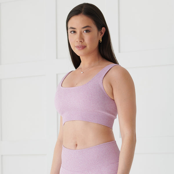 Rosey Mauve Limitless Ribbed Sports Bra