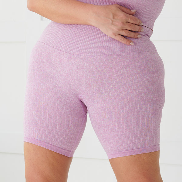 Rosey Mauve Limitless Ribbed Shorts