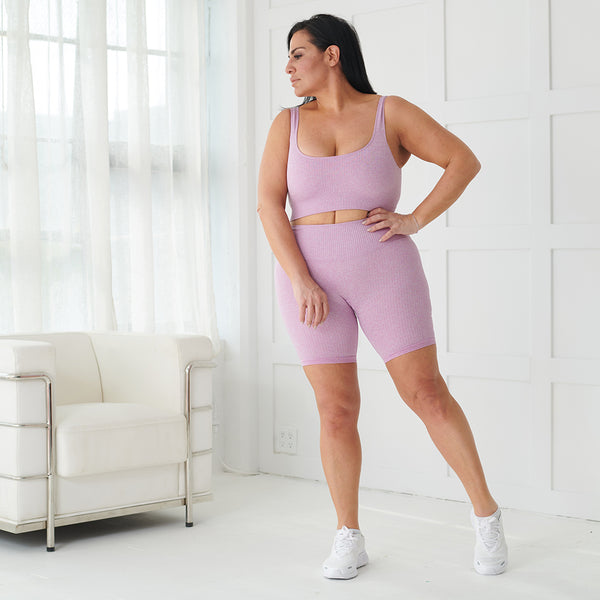 Rosey Mauve Limitless Ribbed Shorts