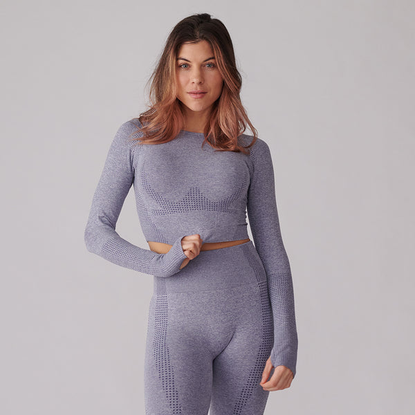 Frosted Lavender Vitality Long Sleeve Crop Top